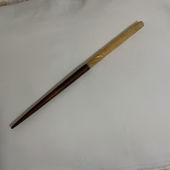 New! Carved bone and wood hair stick - Picture 2 of 3